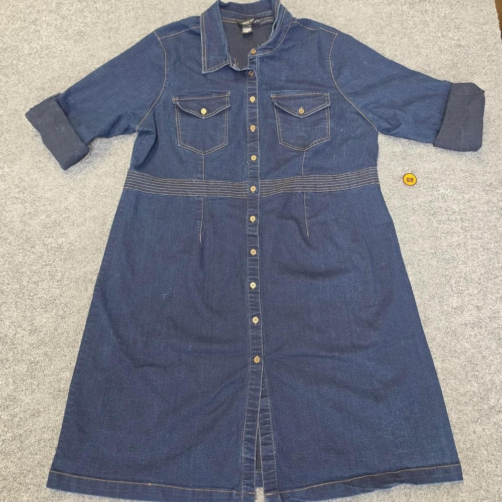 Eighty Eight Premium Blue denim dress with button-up front and pockets, 2X
